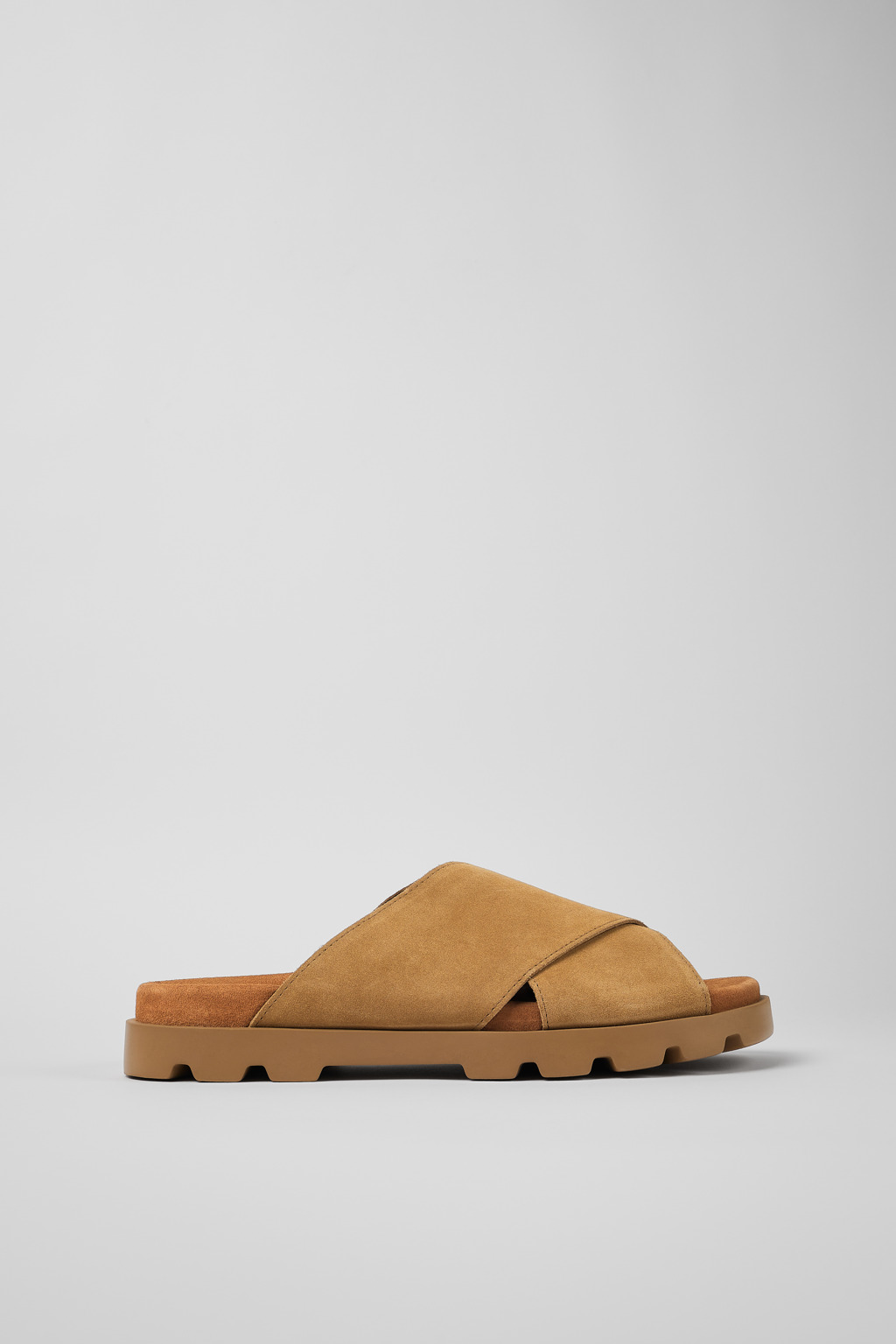 Beige Nubuck Cross-strap Sandal for Men