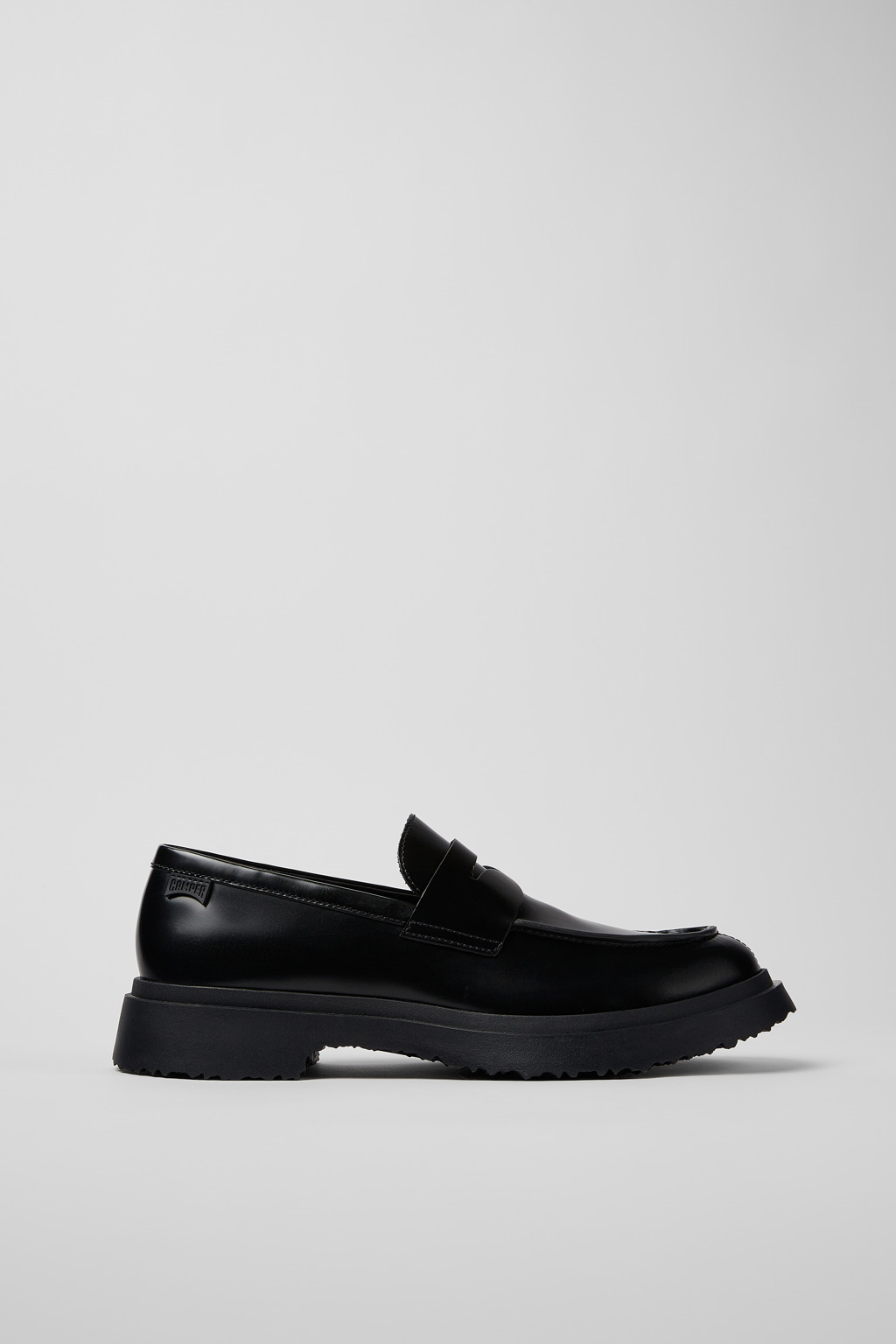 Black leather loafers for men