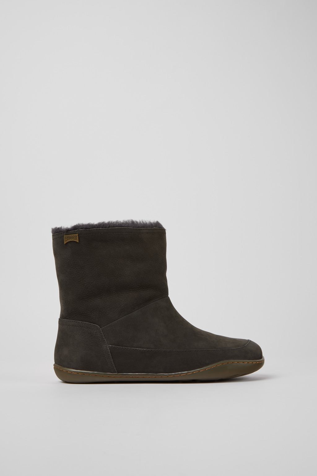 Dark grey nubuck ankle boots for women