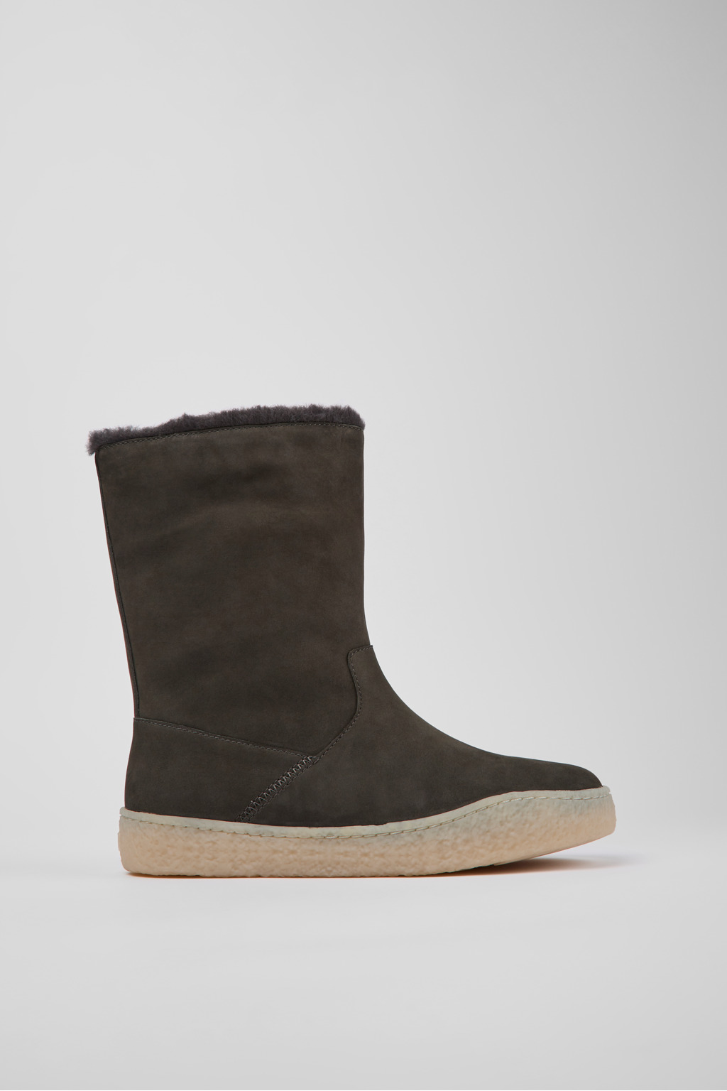 Gray nubuck boots for women