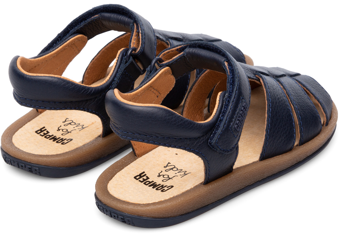 Closed navy T-strap sandal for kids
