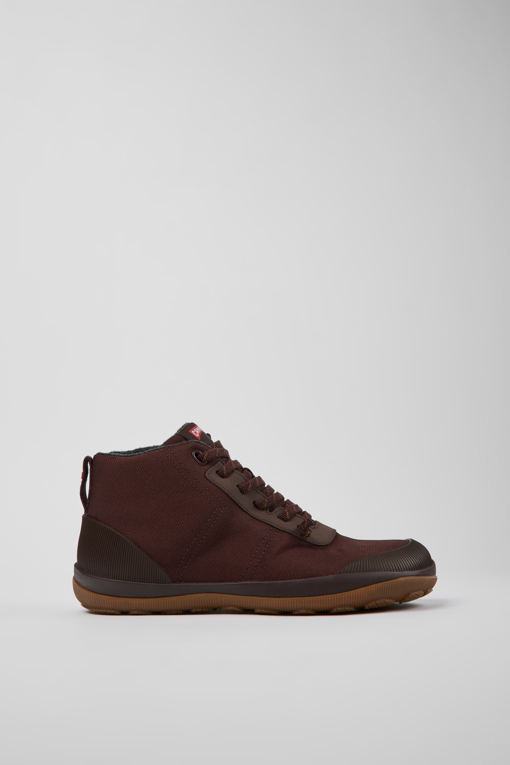 Burgundy textile ankle boots for men
