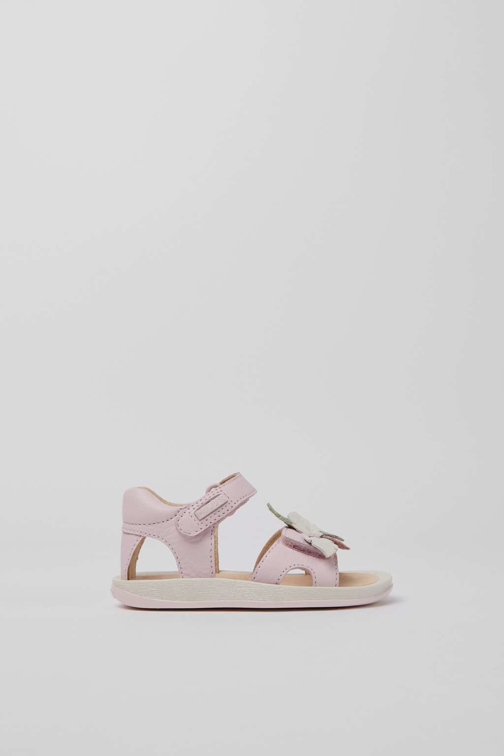Pink leather sandals for girls