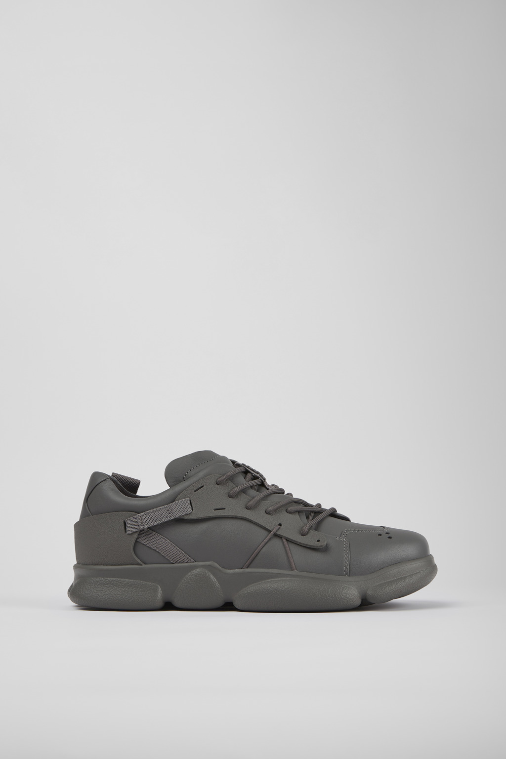 Gray leather and textile sneakers for men