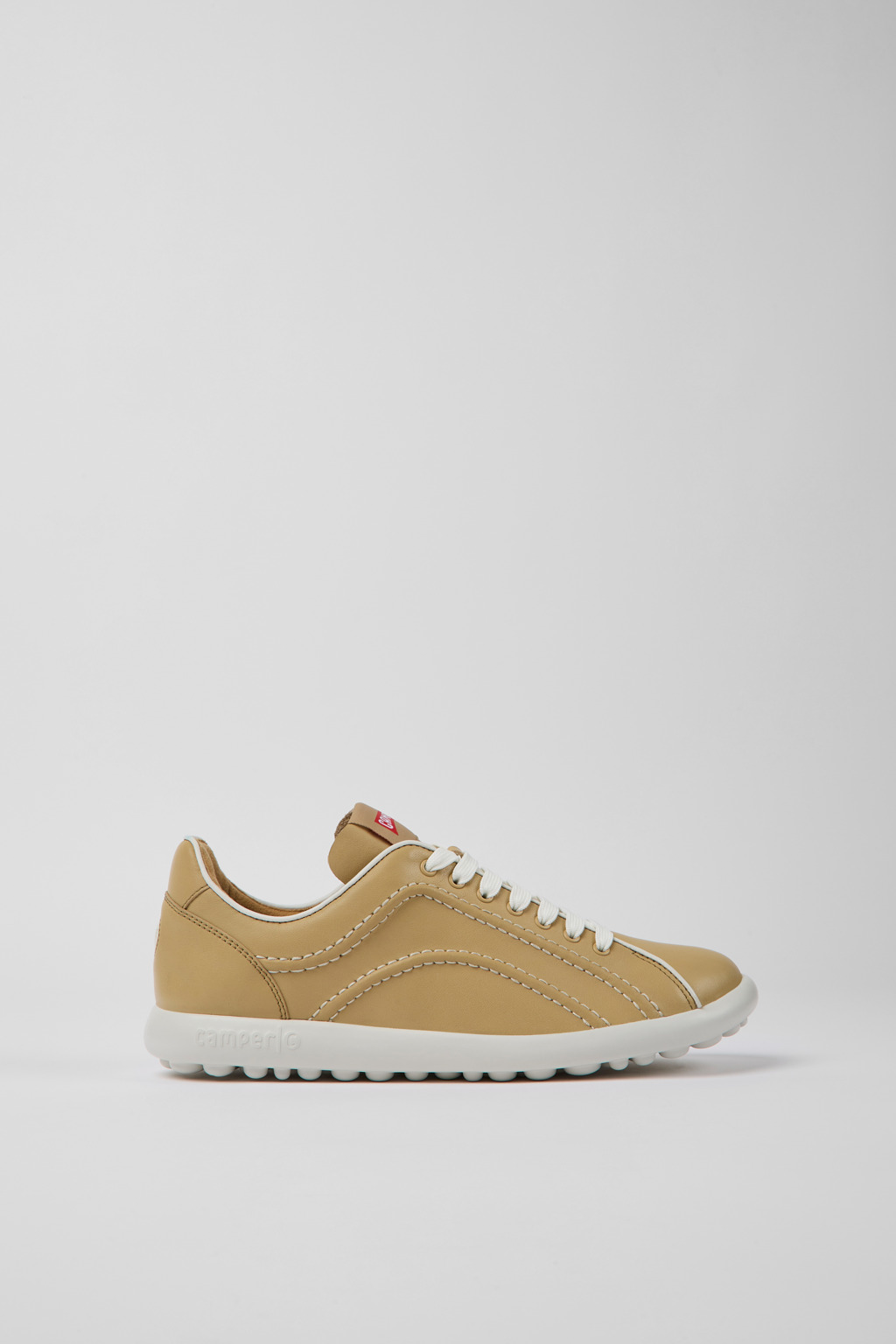 Beige leather sneakers for women