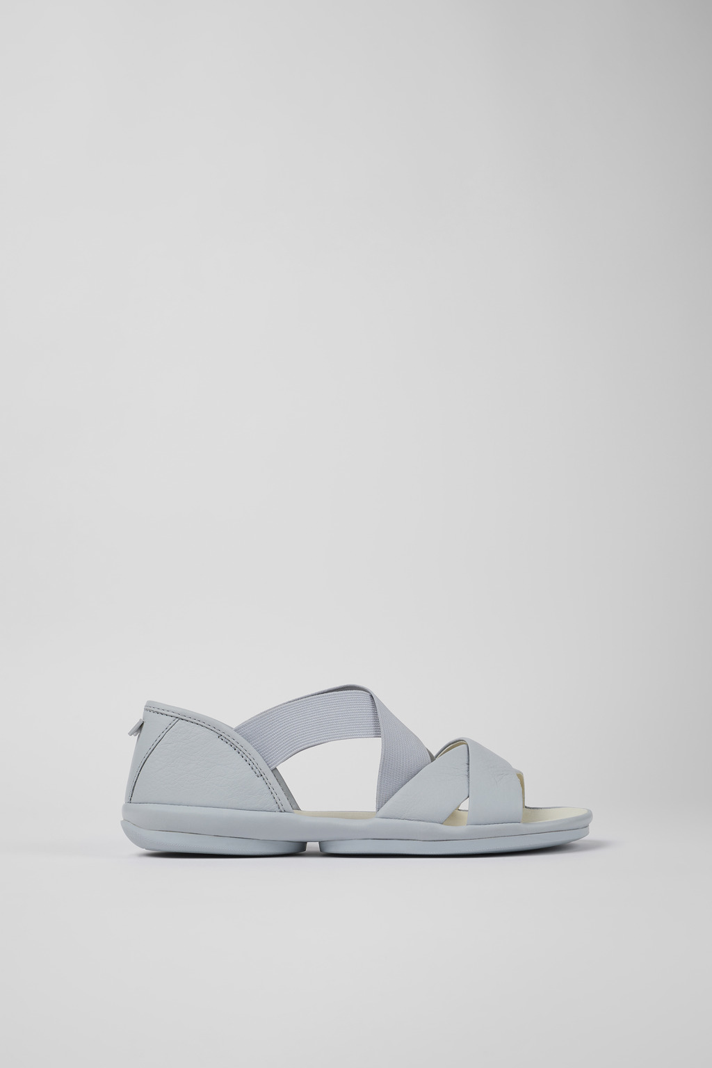 Gray Leather Cross-strap Sandal for Women