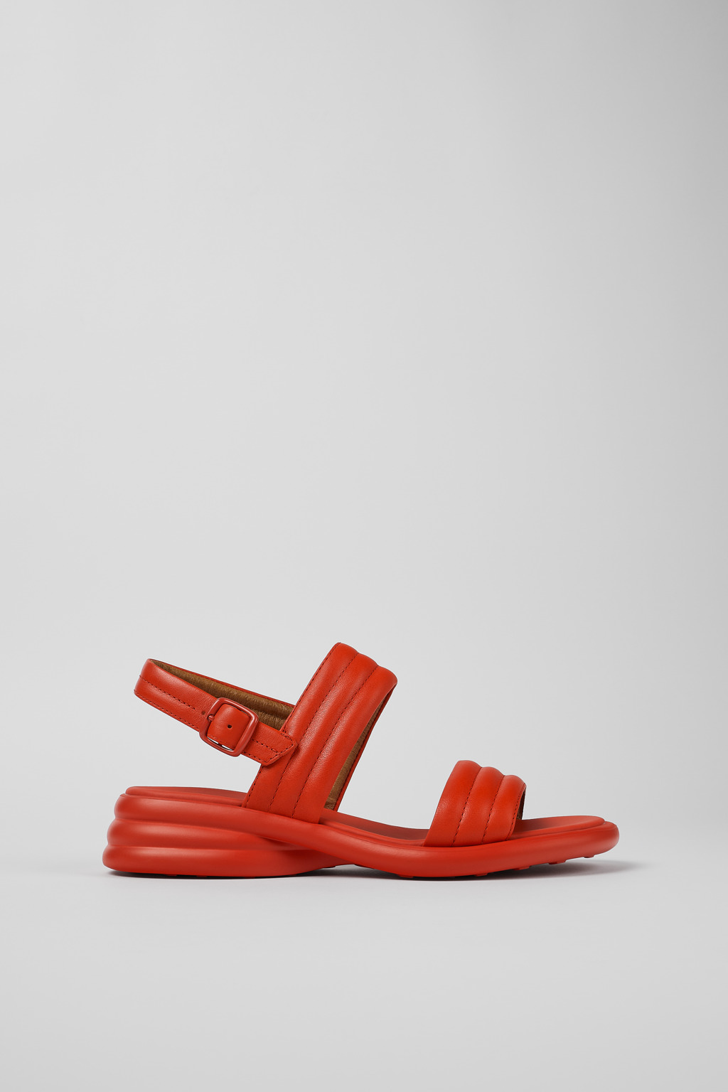 Red Leather 2-Strap Sandal for Women