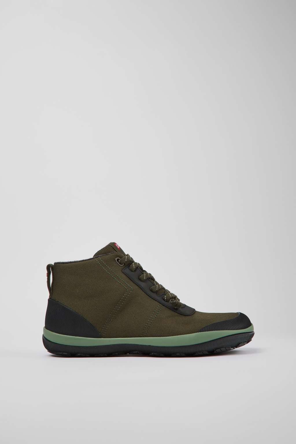Green-gray textile ankle boots for men