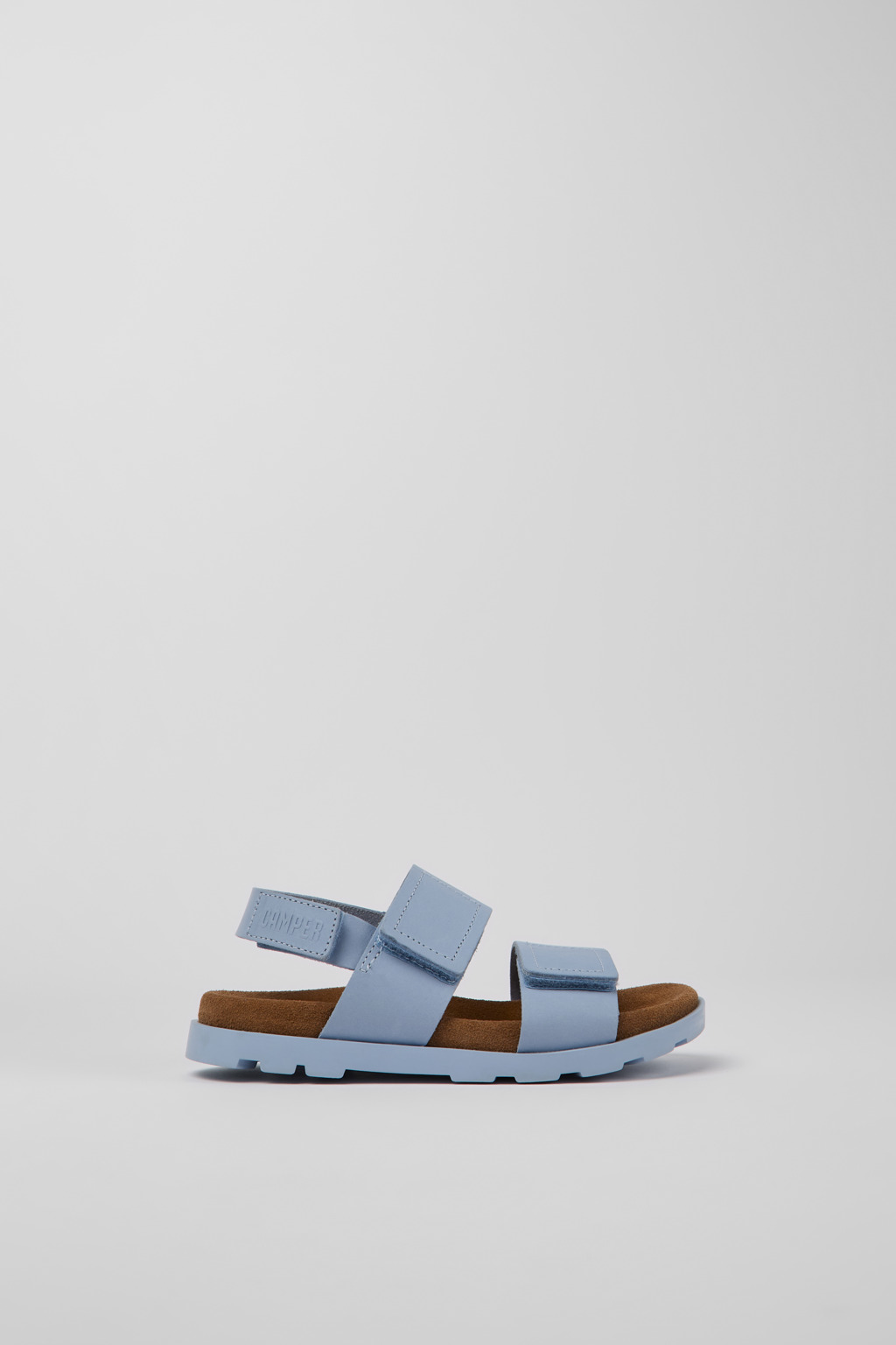 Light blue leather sandals for girls
