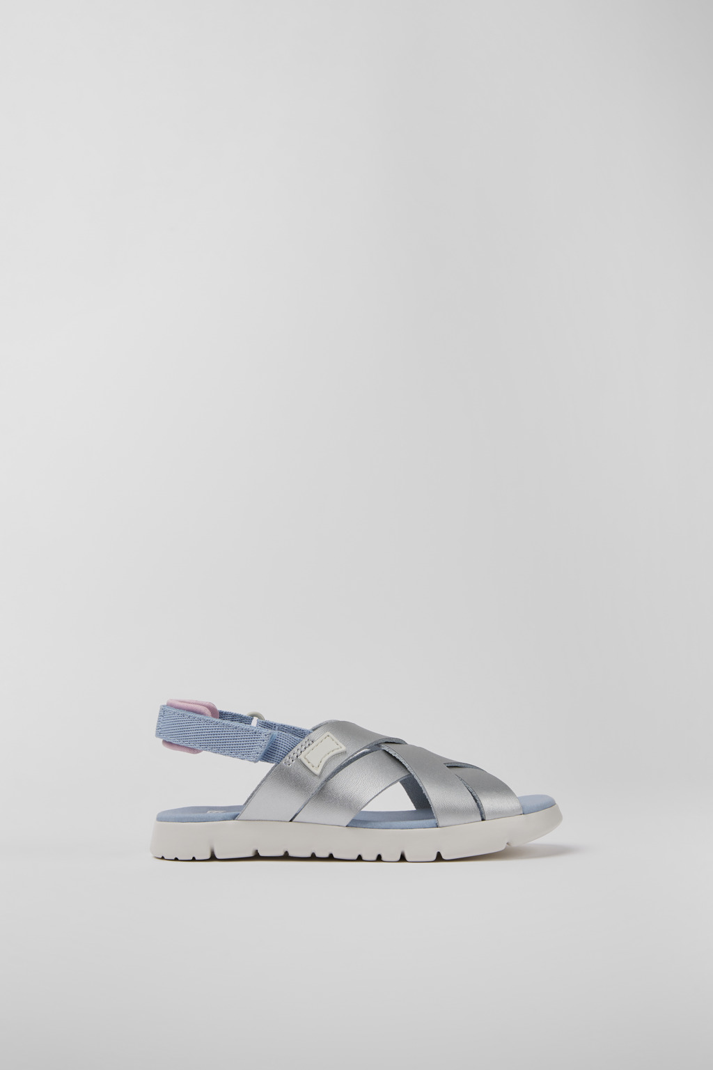 Silver leather sandals for kids