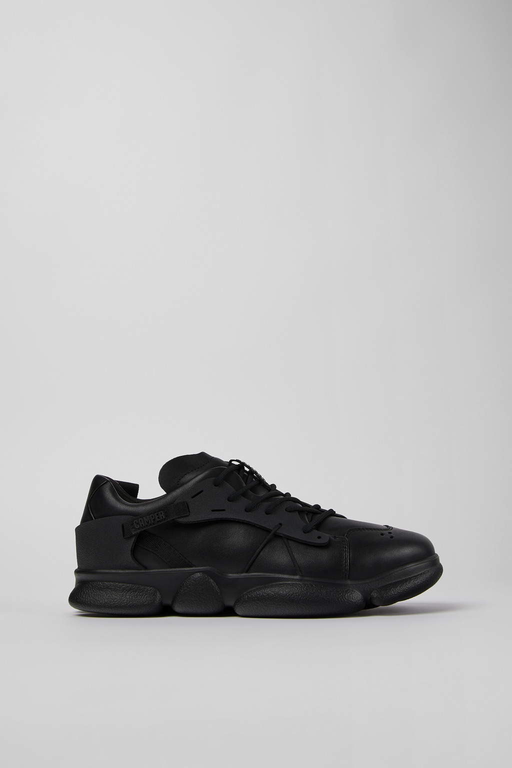 Black leather and textile sneakers for men