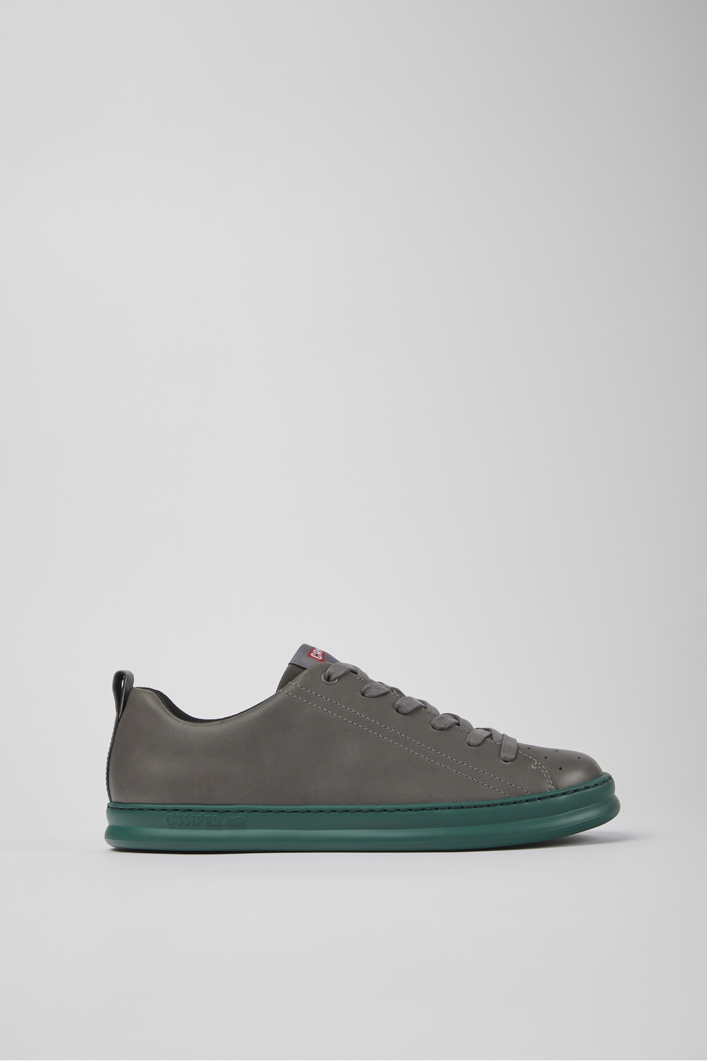 Gray leather sneakers for men