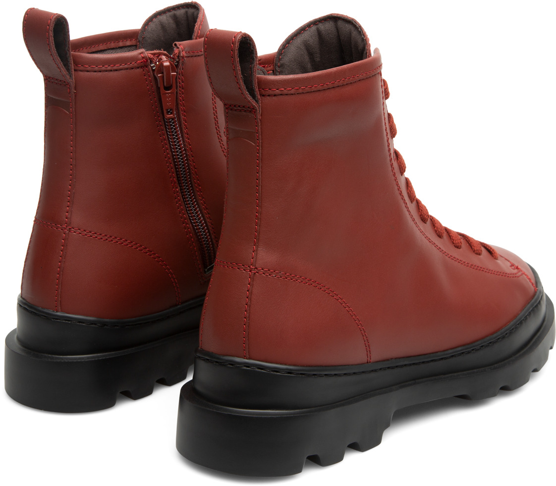 Red-brown medium lace boot for women