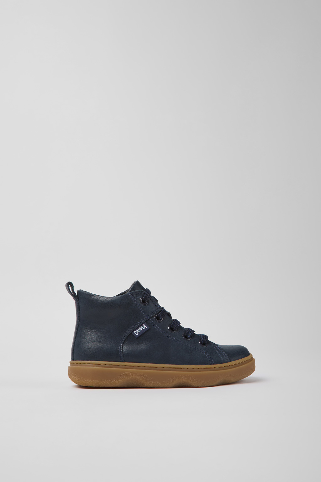 Navy blue leather ankle boots for kids