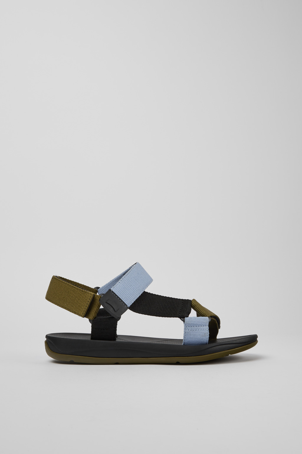 Green, blue and black recycled PET sandals for men