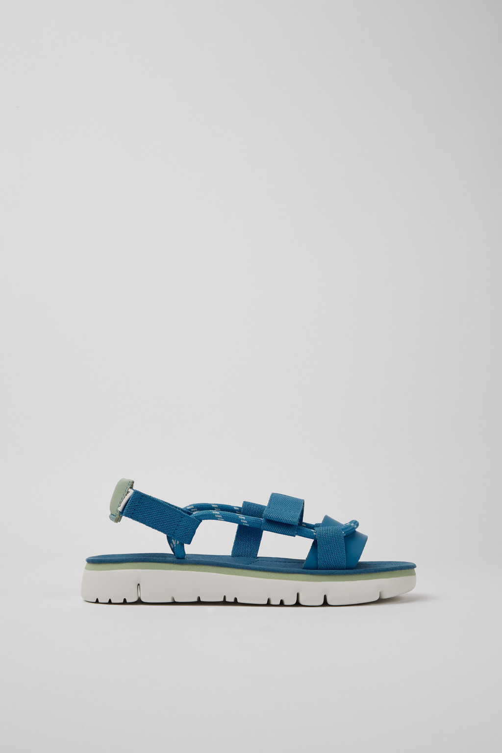 Blue and green leather sandals for women