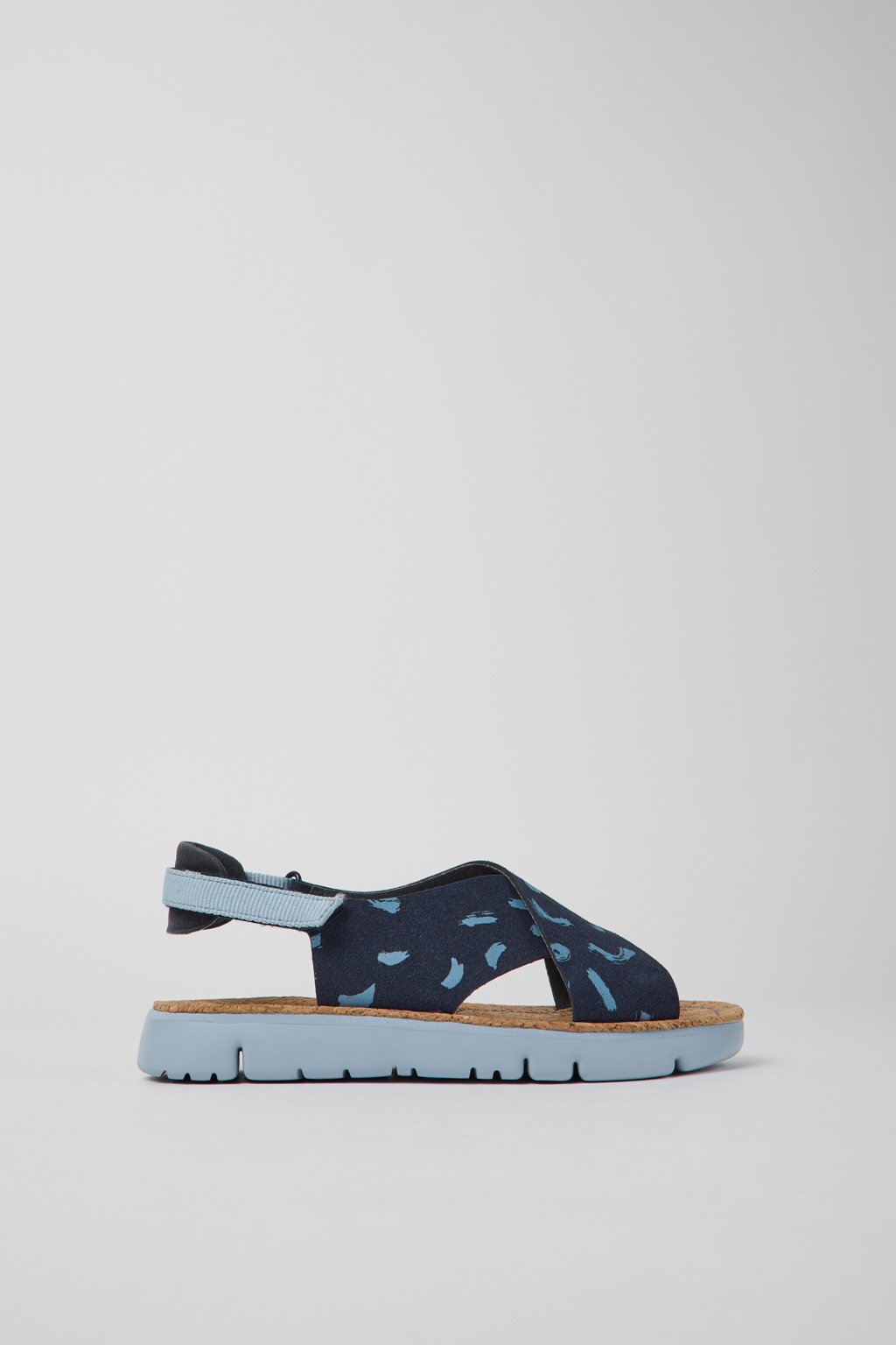 Multicolored nubuck and textile sandals for women