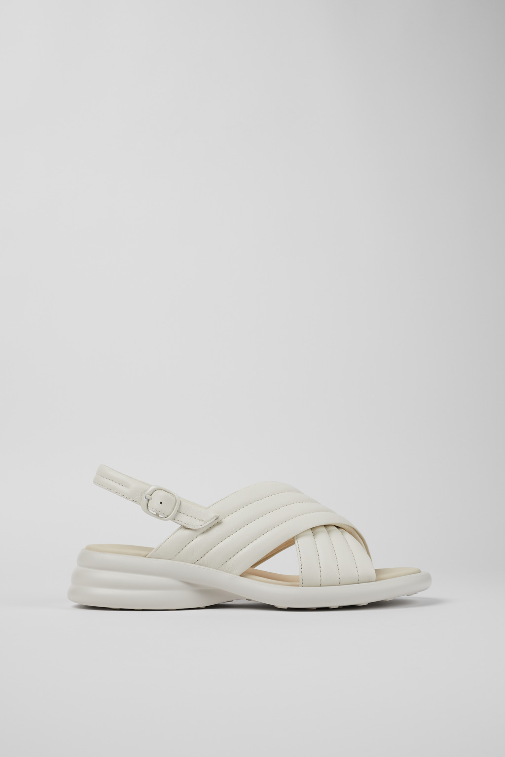 White Leather Cross-strap Sandal for Women