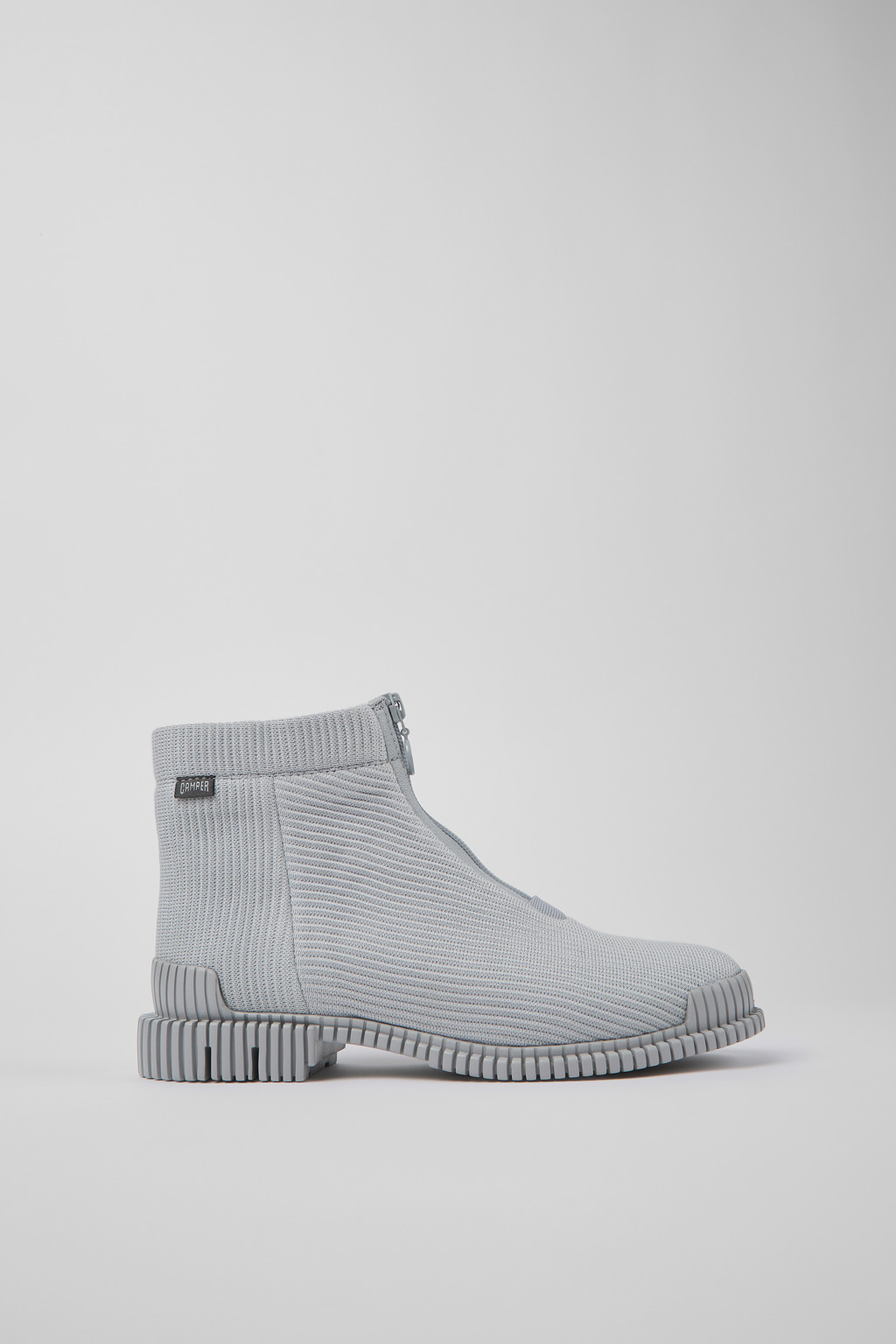 Gray Textile Zip Bootie for Women