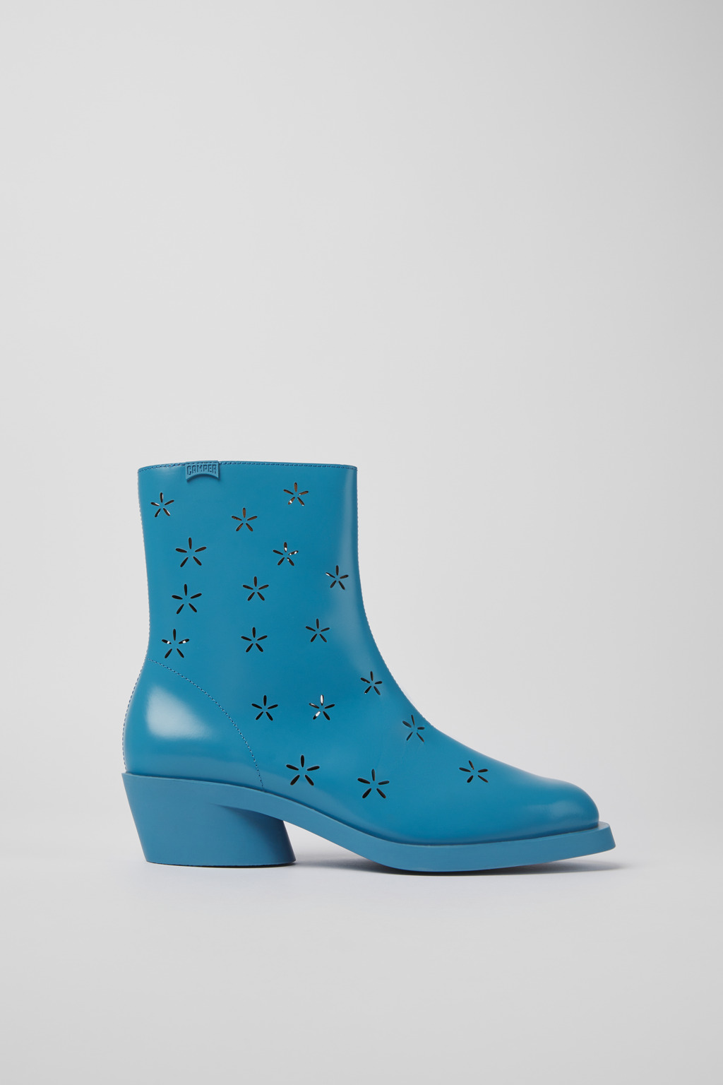 Blue leather boots for women