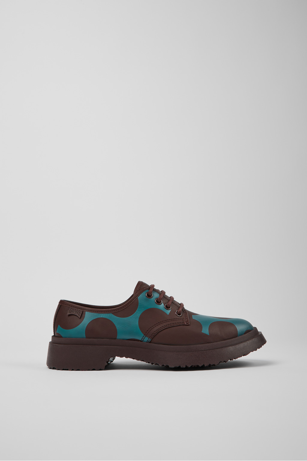 Burgundy and blue leather shoes for women