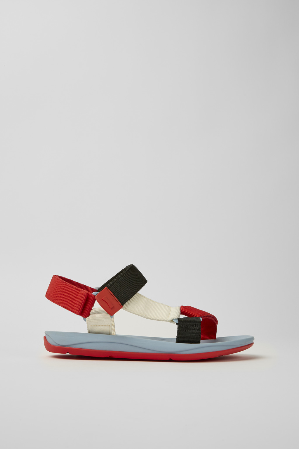 Red, white, and black recycled PET sandals for men