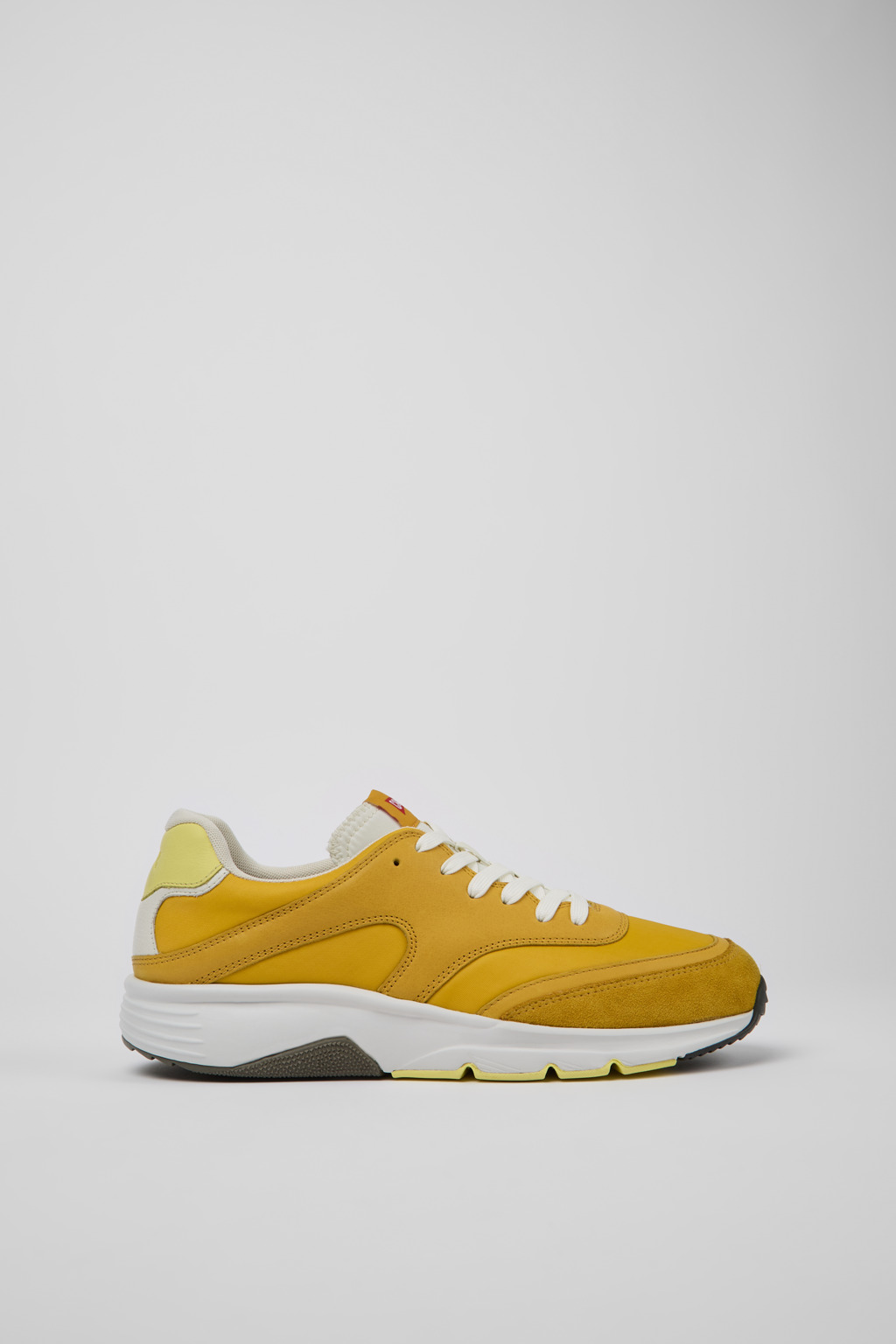 Yellow textile and leather sneakers for men
