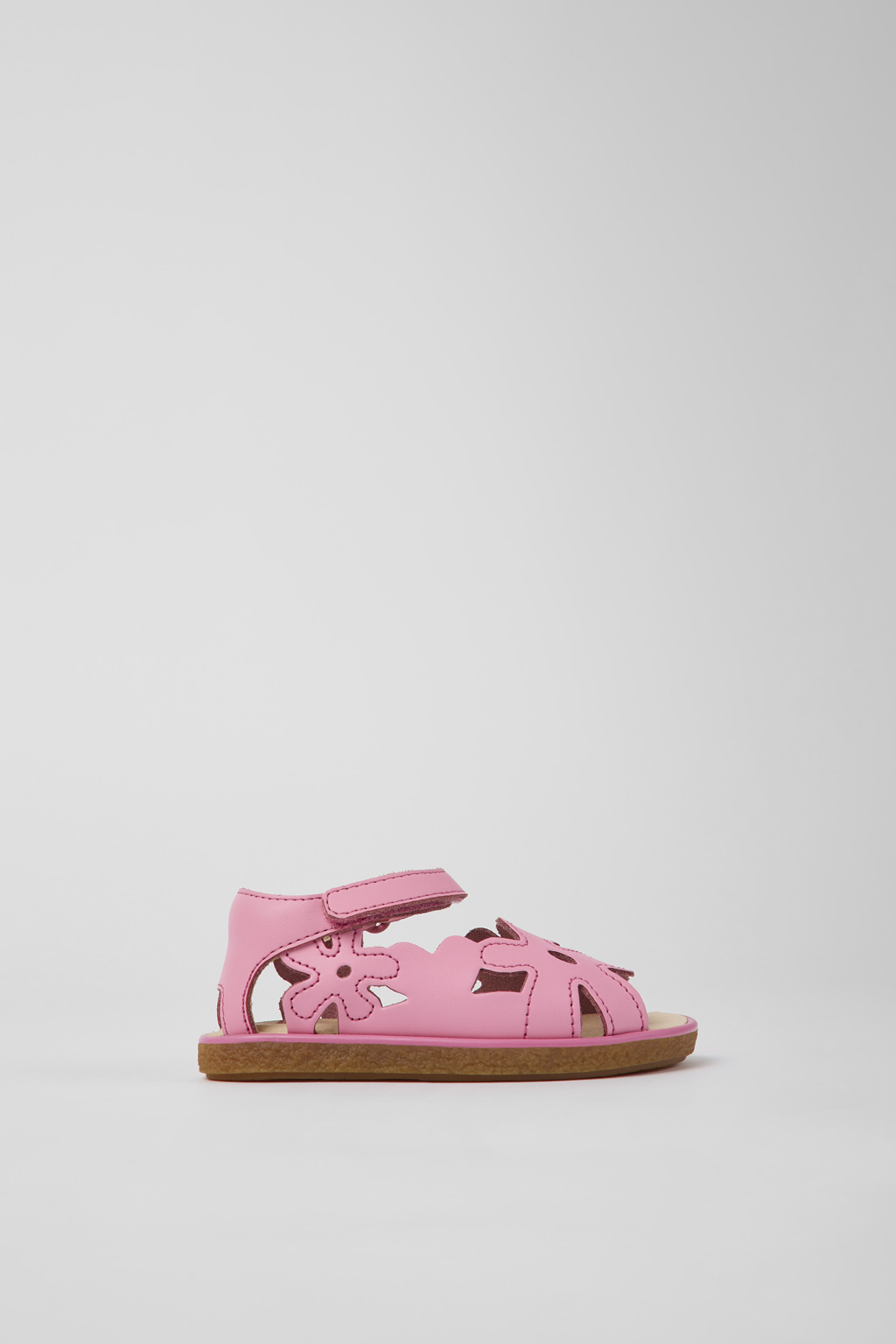 Pink leather sandals for kids