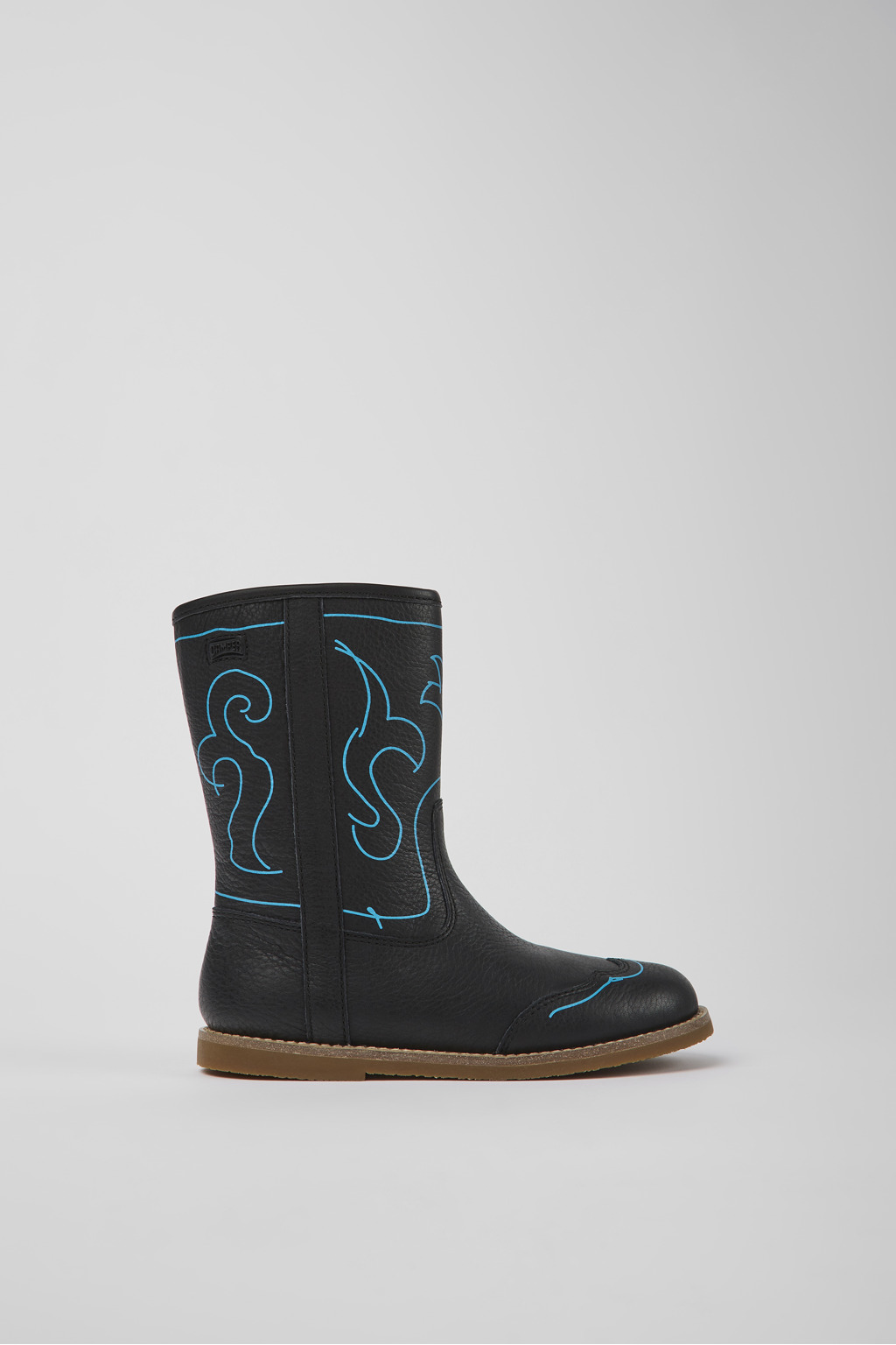 Black leather boots for kids