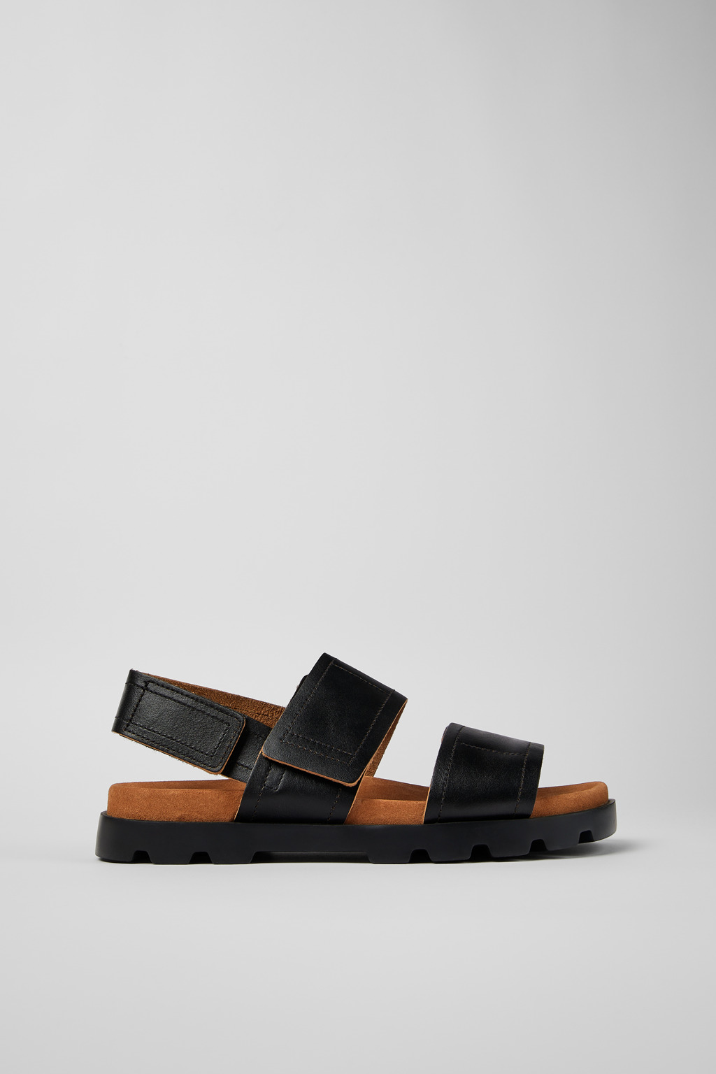 Black Leather 2-Strap Sandal for Men