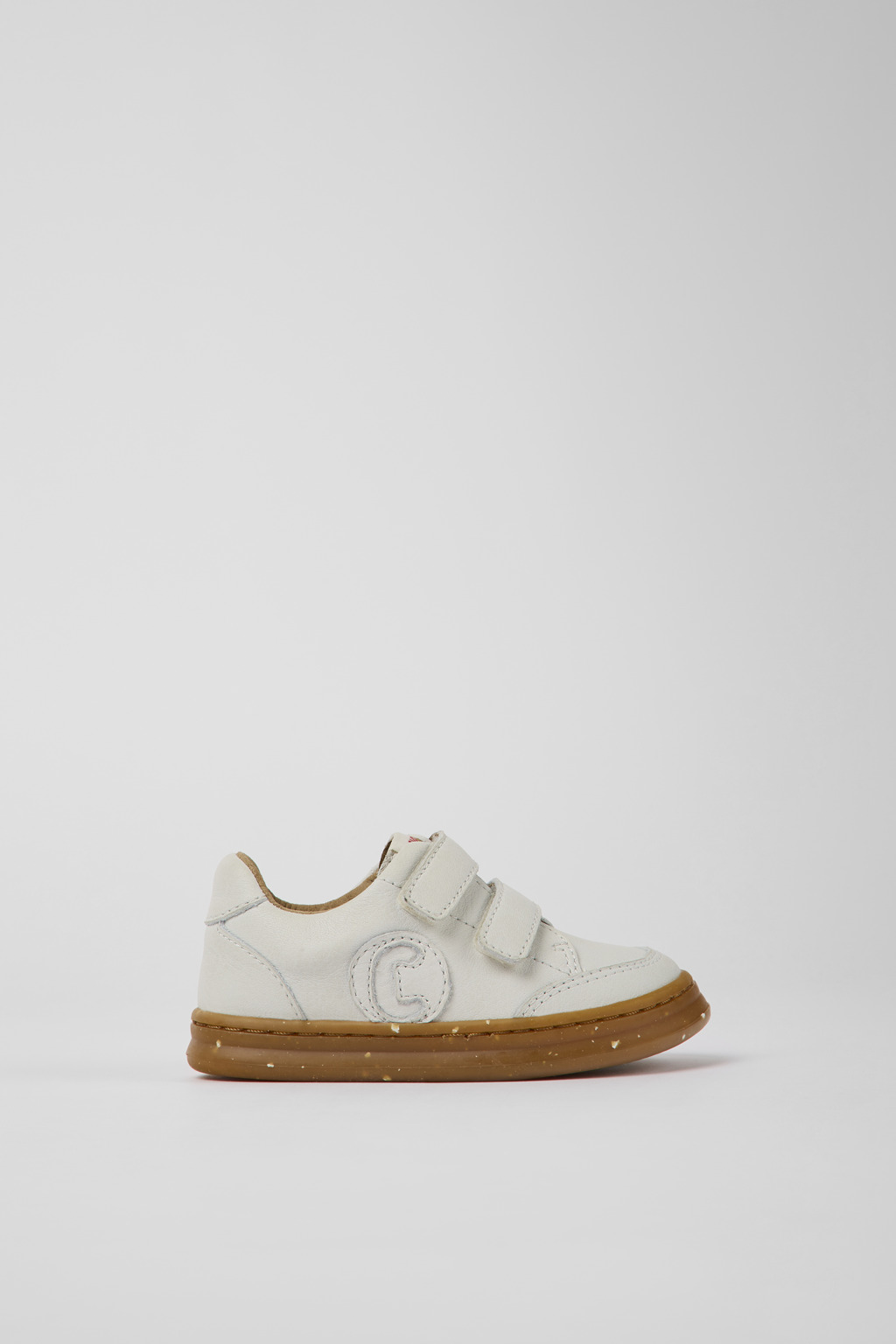 White non-dyed leather sneakers for kids