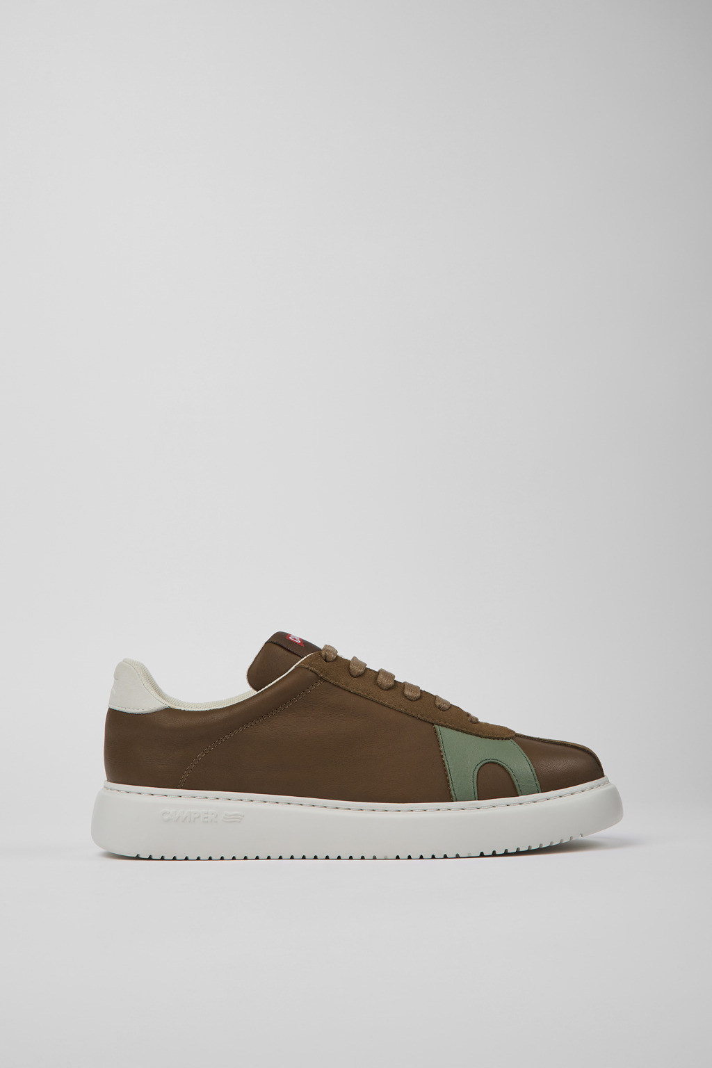 Brown leather and nubuck sneakers for men