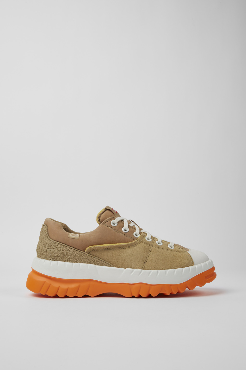 Beige recycled textile and nubuck shoes for men