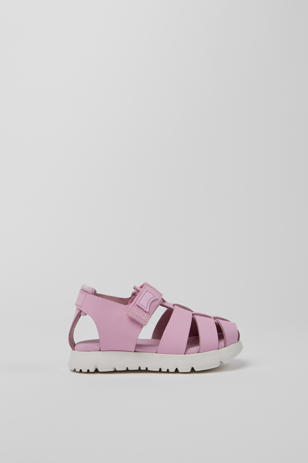 Pink leather and textile sandals