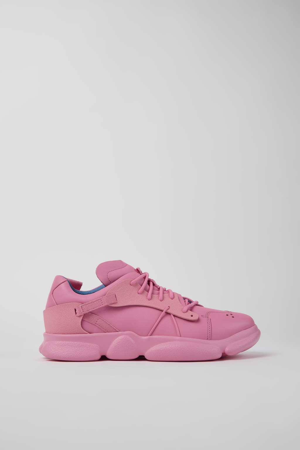 Pink leather and textile sneakers for men