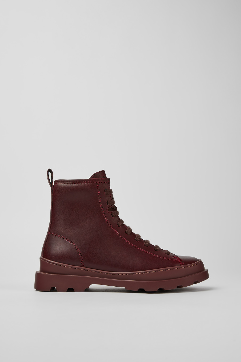 Burgundy leather ankle boots for women