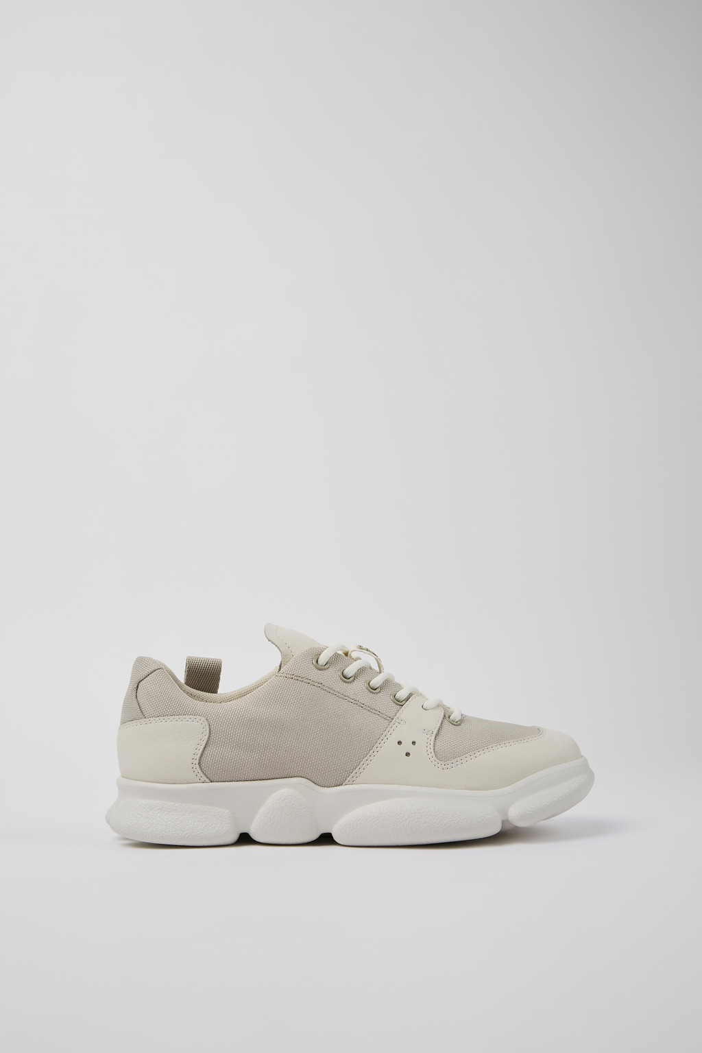 White leather and recycled PET sneakers for women