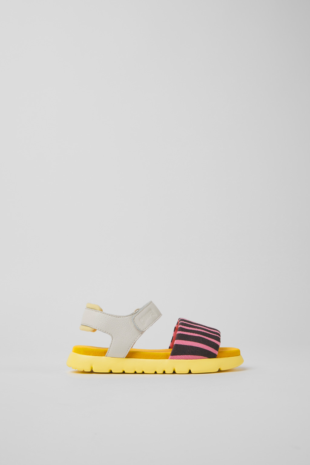 Multicolored textile and leather sandals for kids