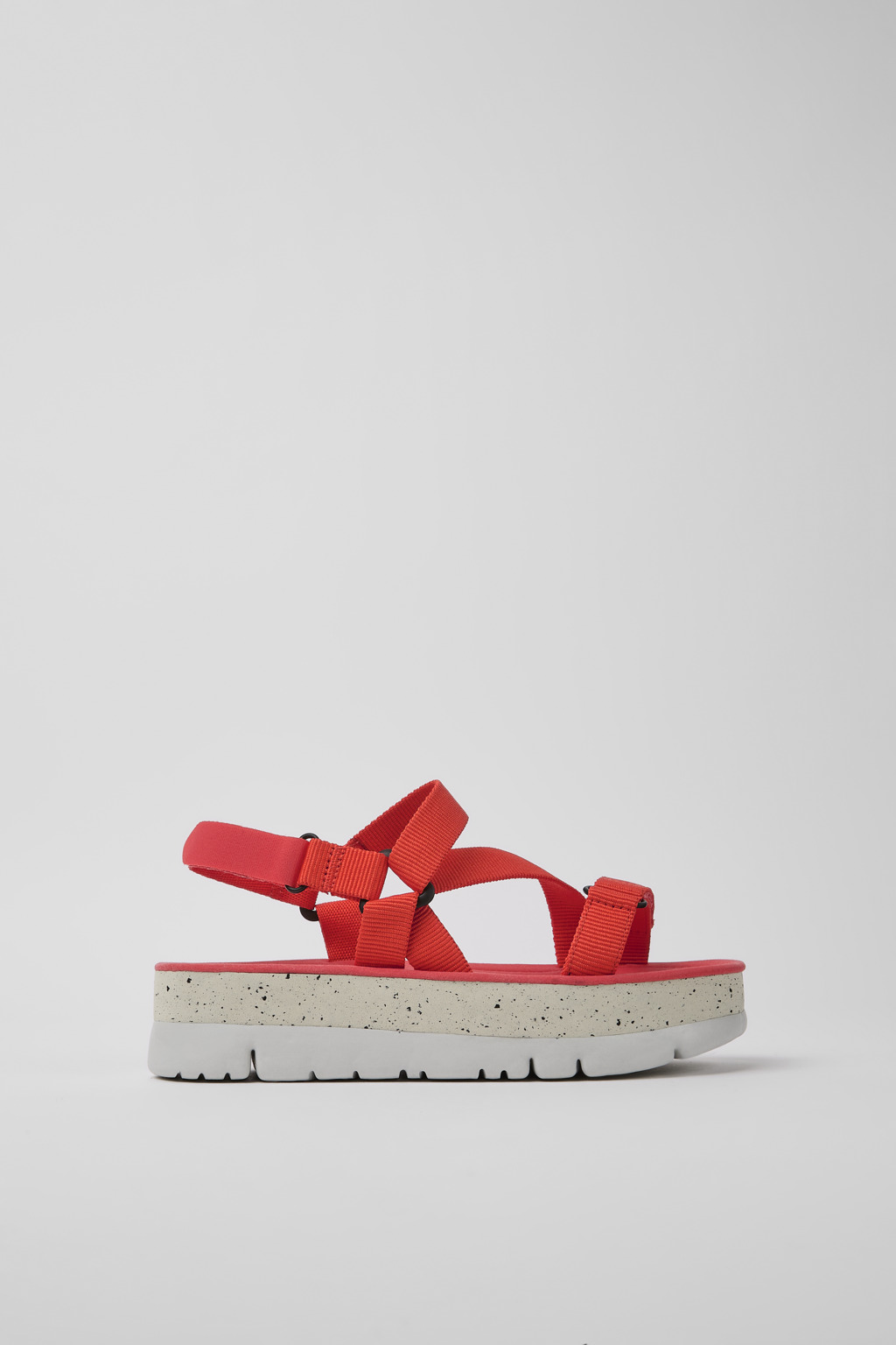 Red recycled PET sandals for women