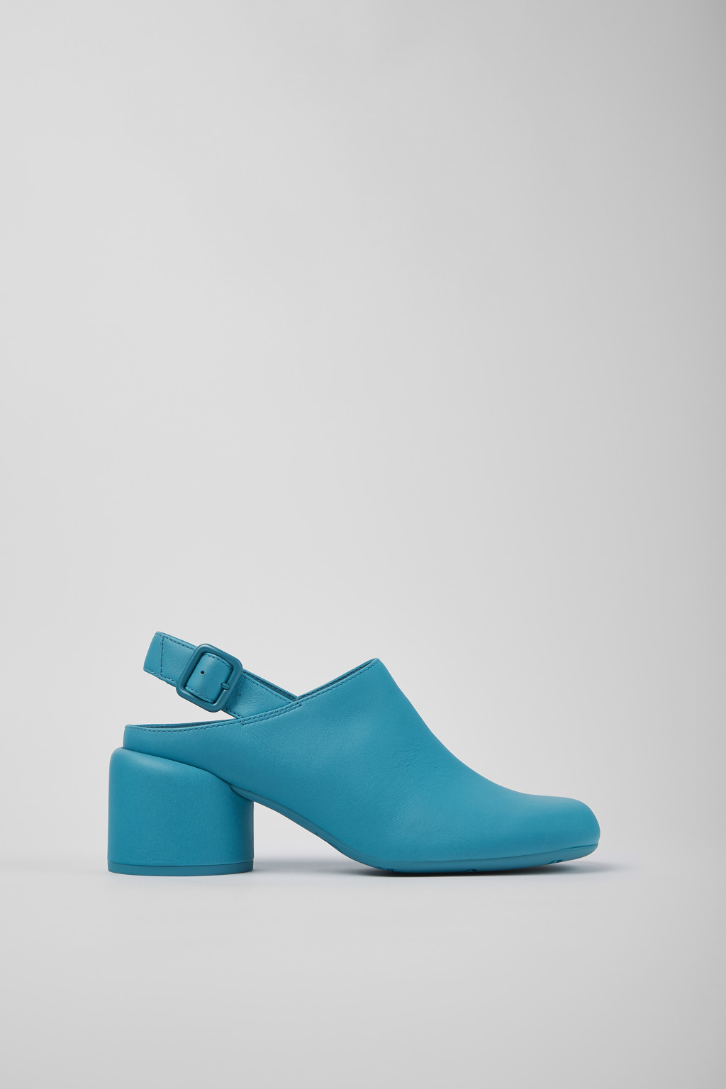 Blue leather heels for women