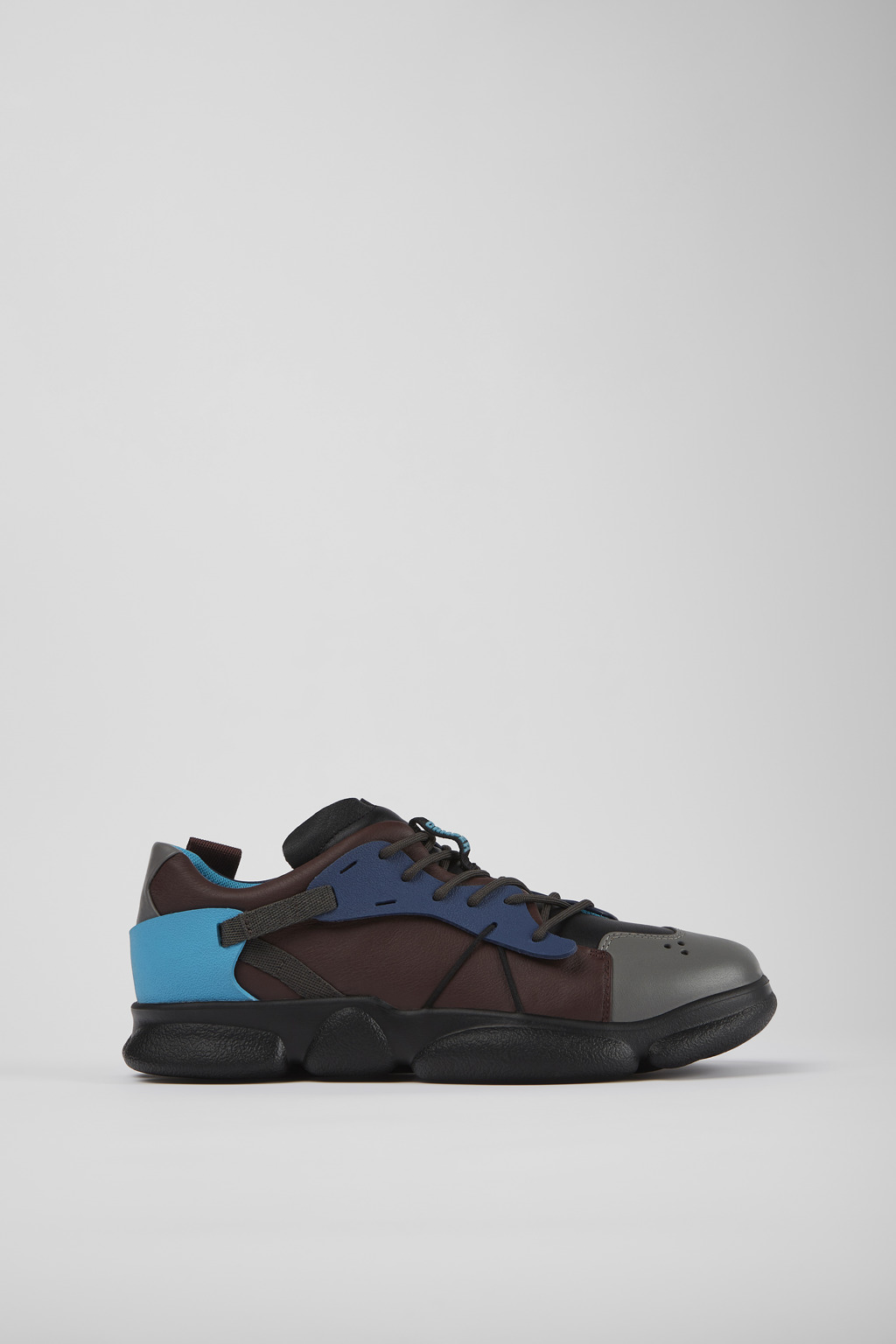 Multicolored leather and textile sneakers for men