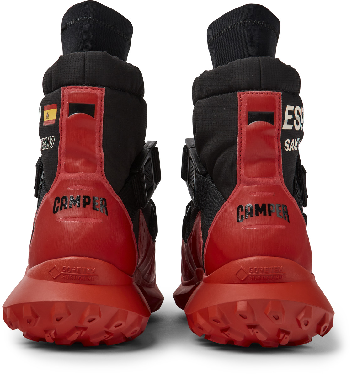 Black and red boots for women