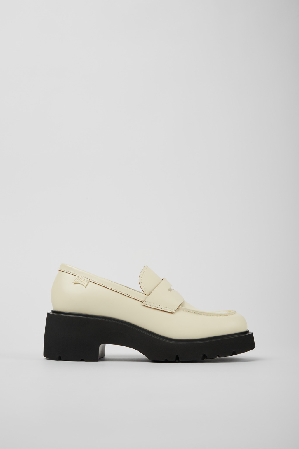 White leather loafers for women