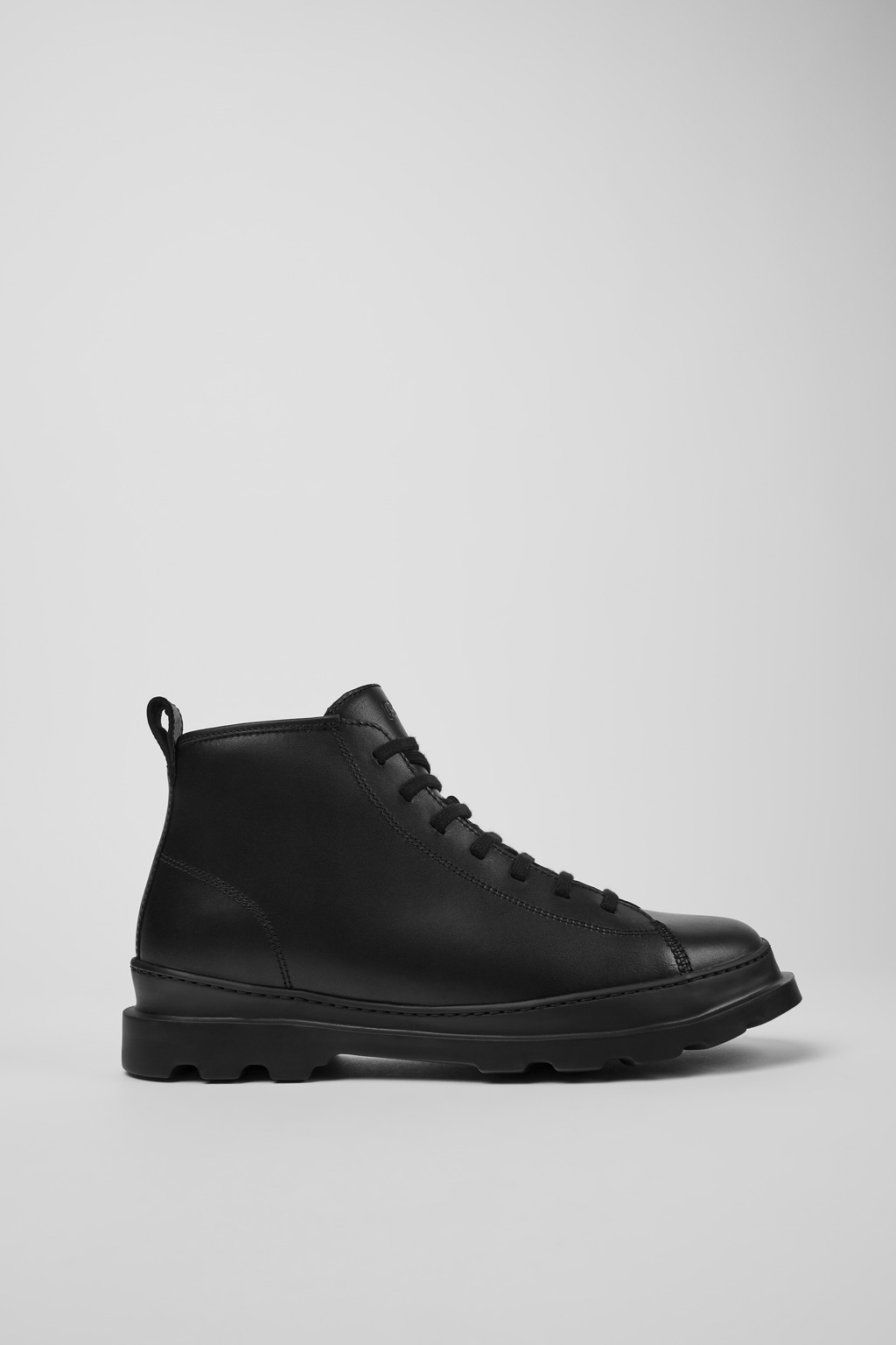Black leather ankle boots for men