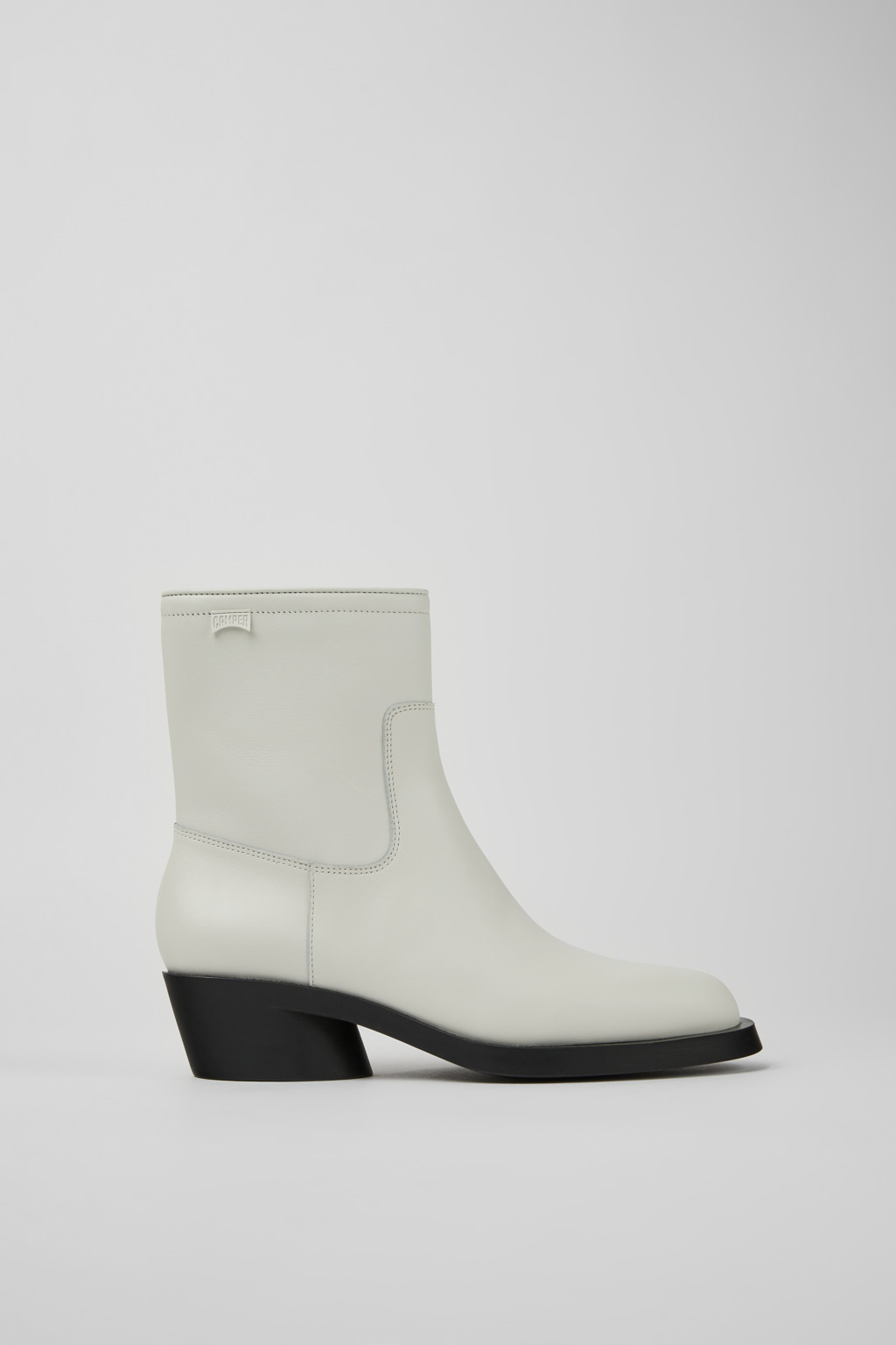 White leather ankle boots for women