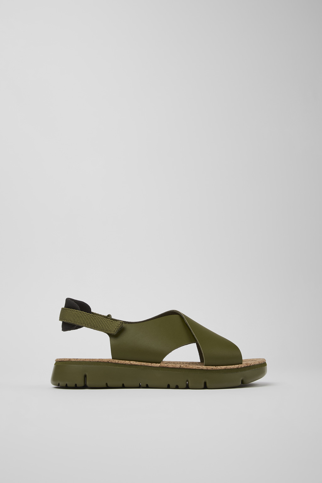 Green Leather/Textile Sandal for Women