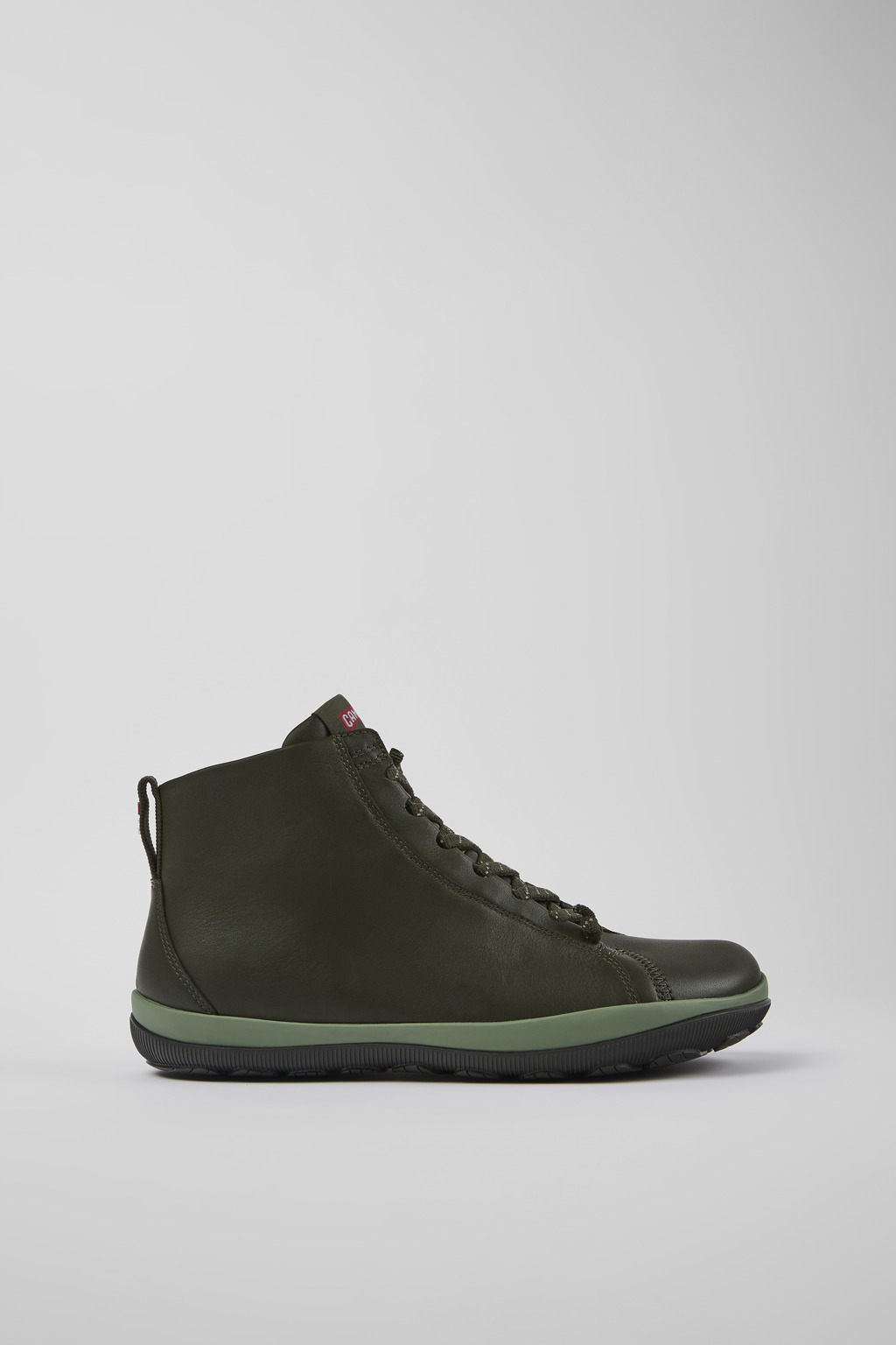 Green leather ankle boots for men