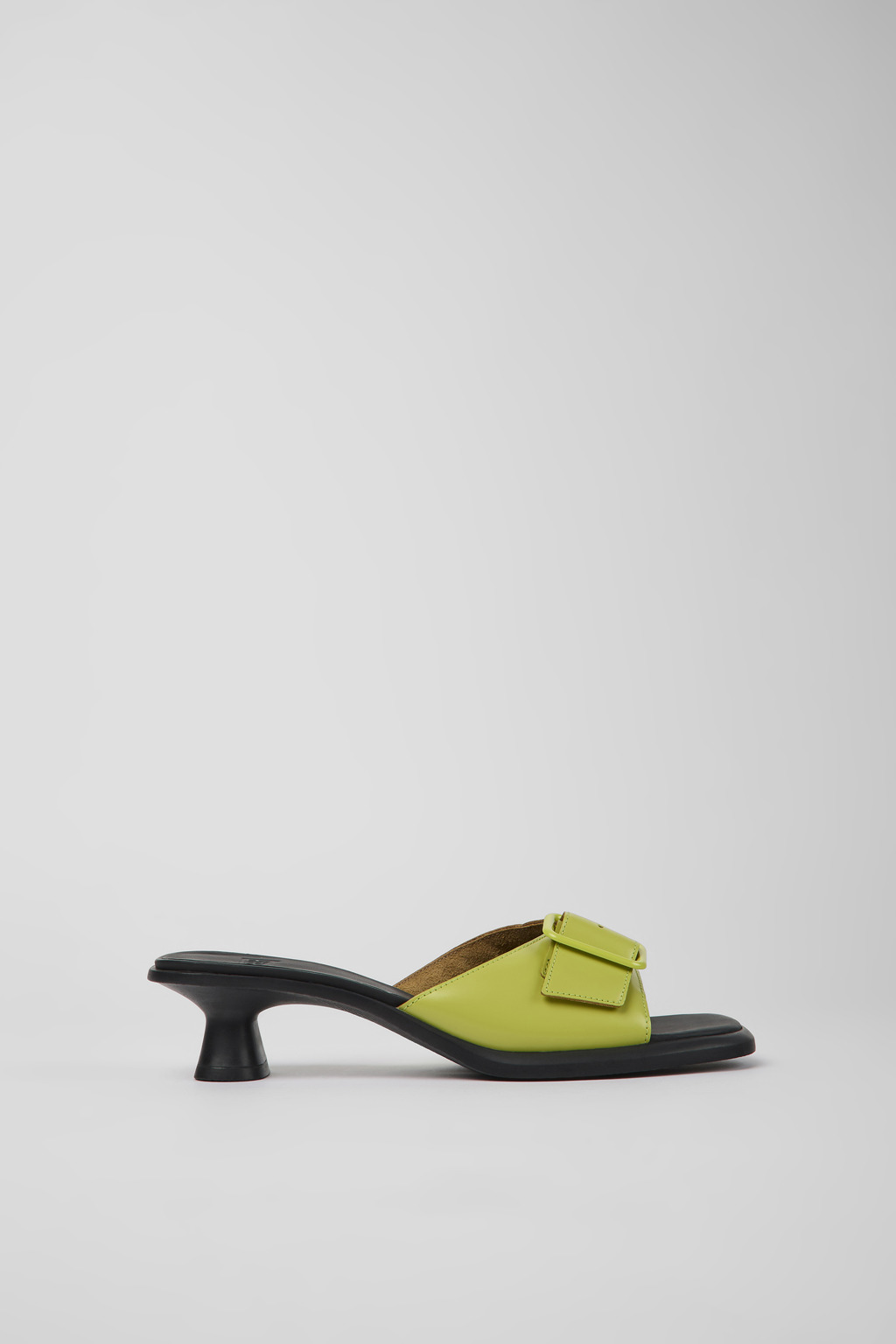 Green leather sandals for women