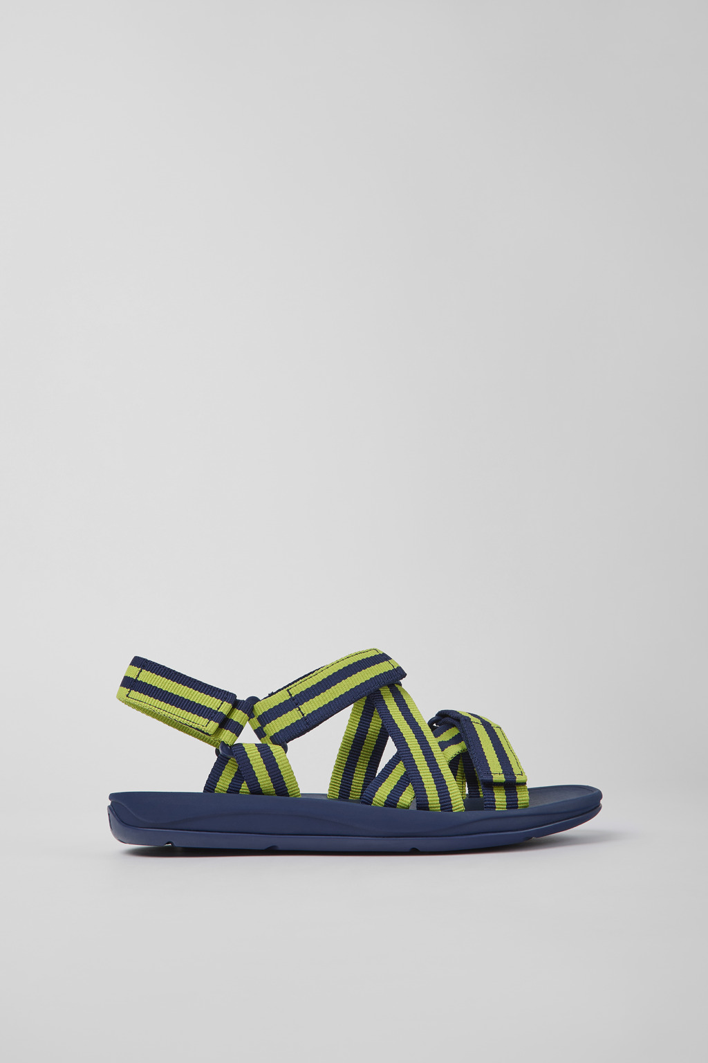 Blue and yellow textile sandals for men