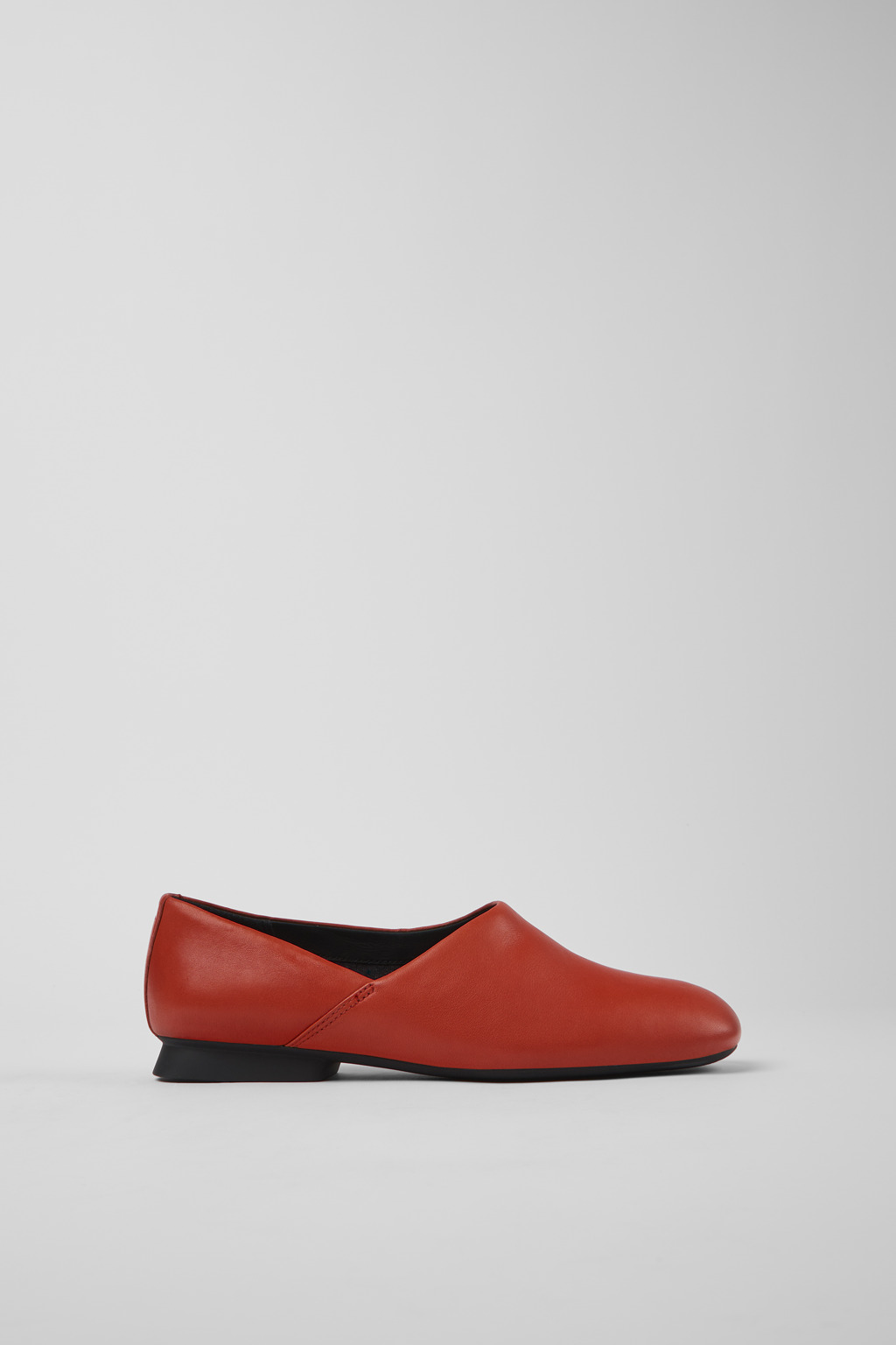 Red leather ballerinas for women